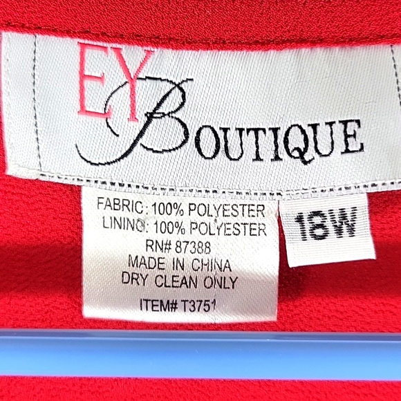EY Boutique Red Crepe Button Down Blouse With Rhinestone Embellishment  Size 18W - Picture 2 of 9